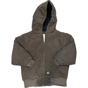 Berne Youth Softstone Insulated Duck Hooded Jacket Brown 4T Cozy Casual Winter